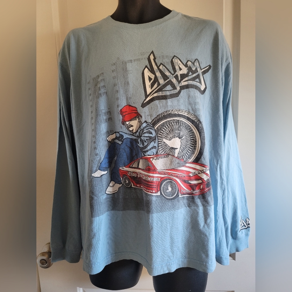 Blue Graphic Long Sleeve Shirt